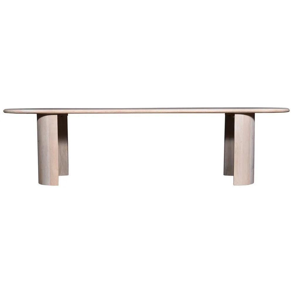Hedy Dining Bench, 70 Inch Oblong Top, White Mango Wood, Curved Panel Legs By Casagear Home