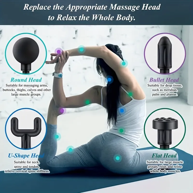 Instant Muscle Relief With Mini Massage Gun - 4 Interchangeable Heads For Targeted Pain Relief, Valentine's Day gift
