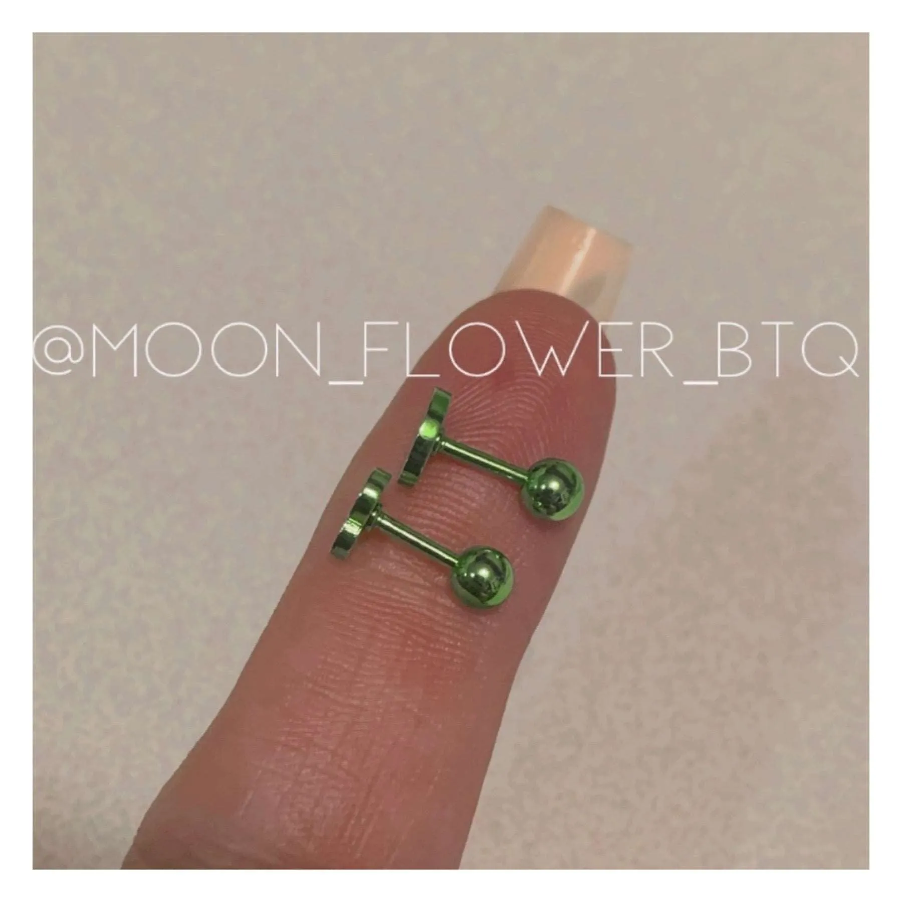 Lime Green Heart Barbell Earrings