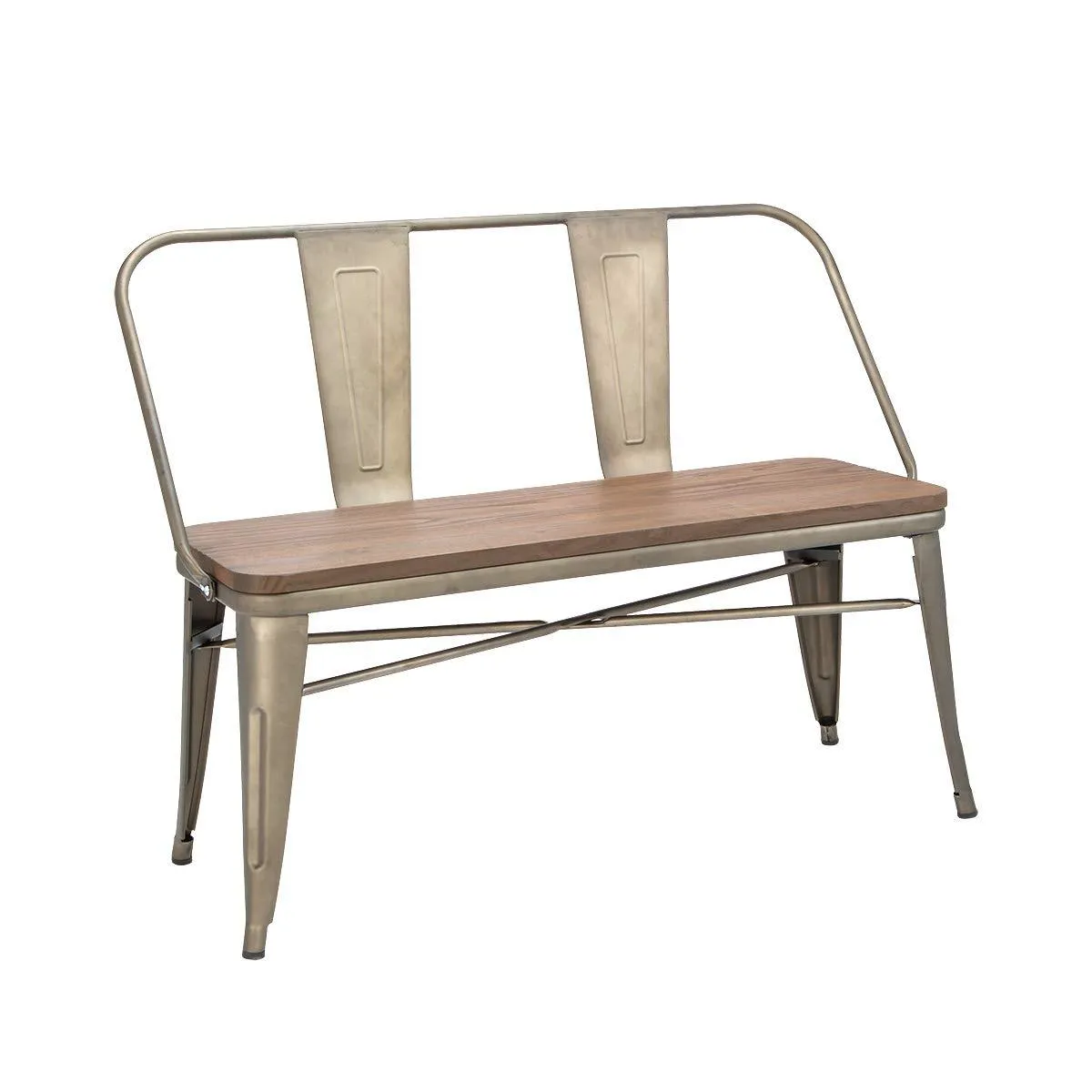 Metal Bench Industrial Mid-Century 2 Person Chair with Wood Seat,Dining Bench with Floor Protector