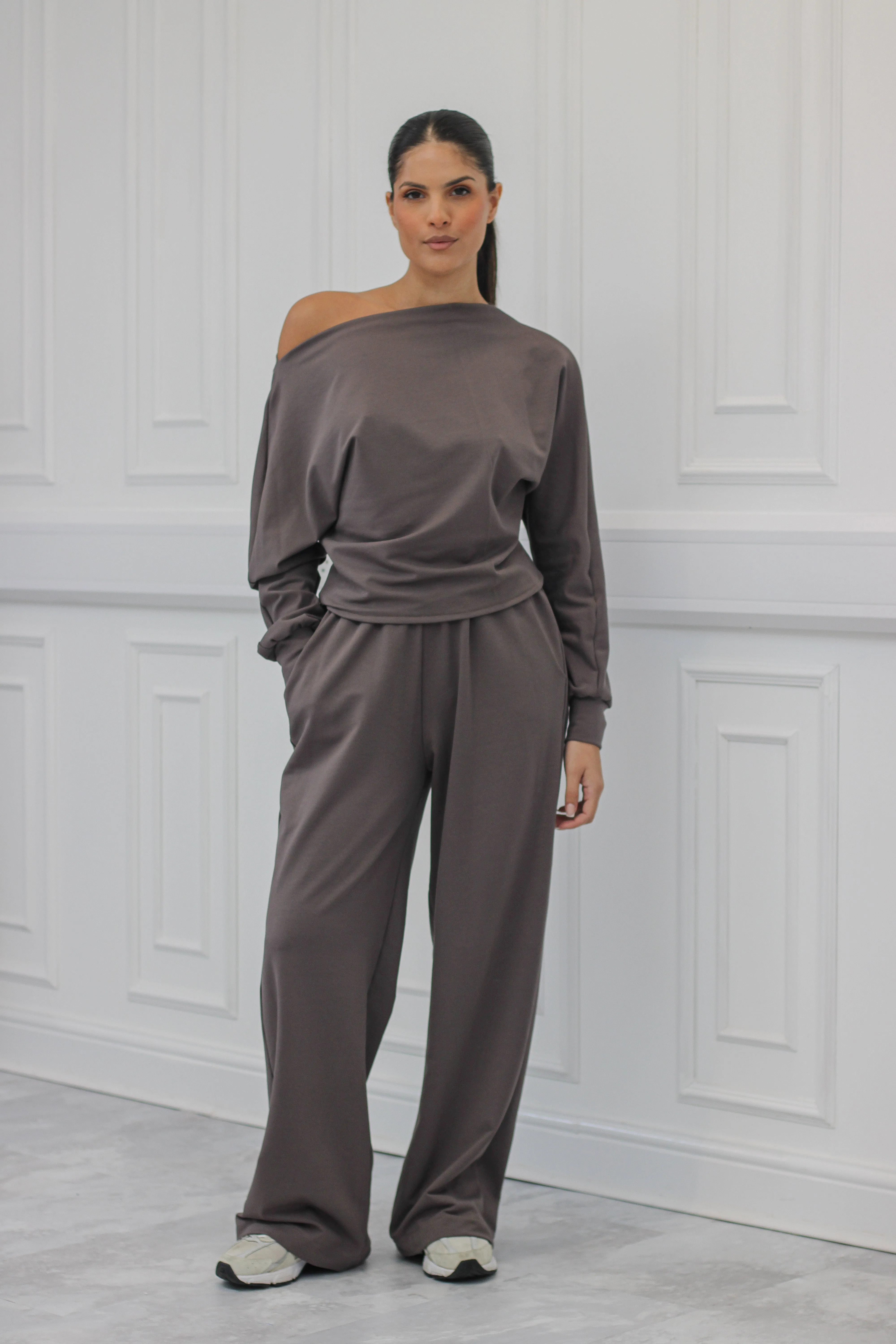 Off the shoulder medium weight sweater