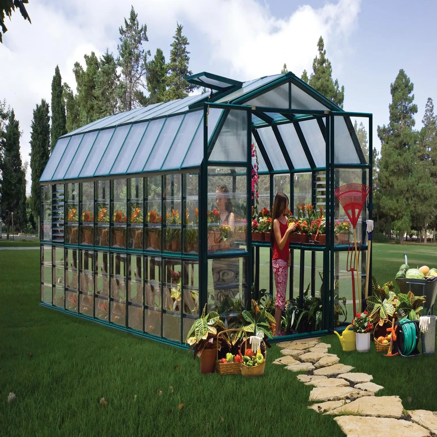 Palram - Canopia | Prestige 8x20 ft Clear Greenhouse Kit Package With 0.8mm Polycarbonate Glazing