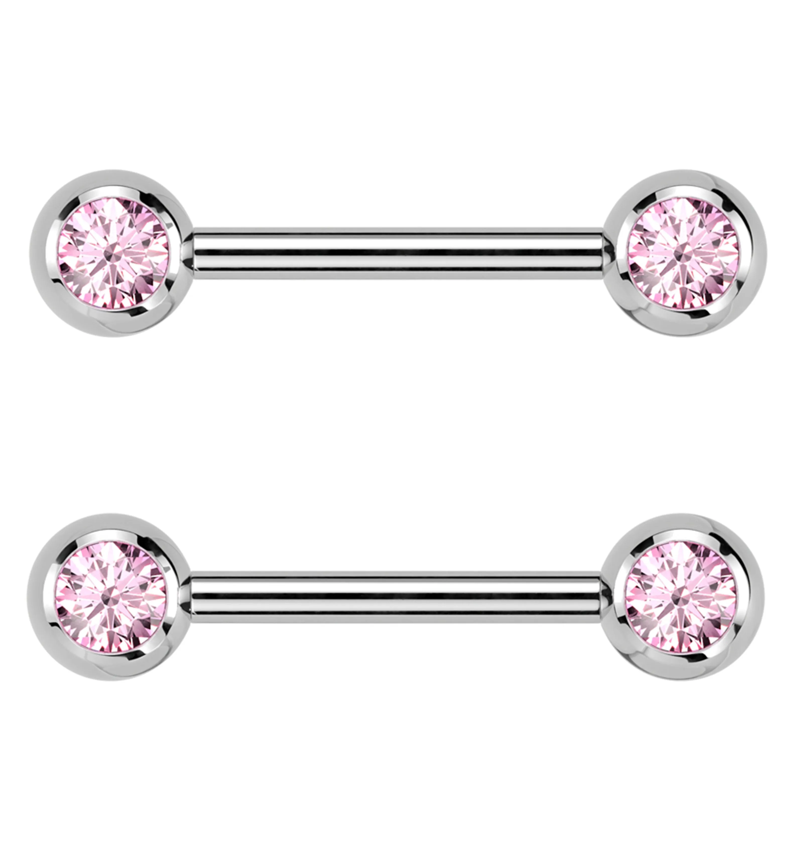 Pink CZ Ball Internally Threaded Titanium Nipple Barbells