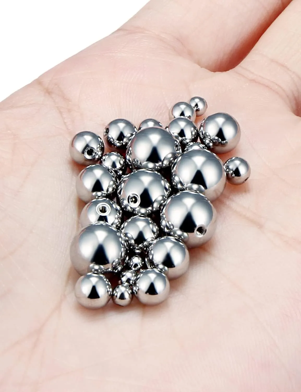 Prjndjw 25Pcs 14G 16G Replacement Balls internal thread & Externally Threaded Surgical Steel Balls Industrial Barbell Tongue Nipple Belly Button Eyebrow Rook Piercing Rings Parts 3MM-8MM