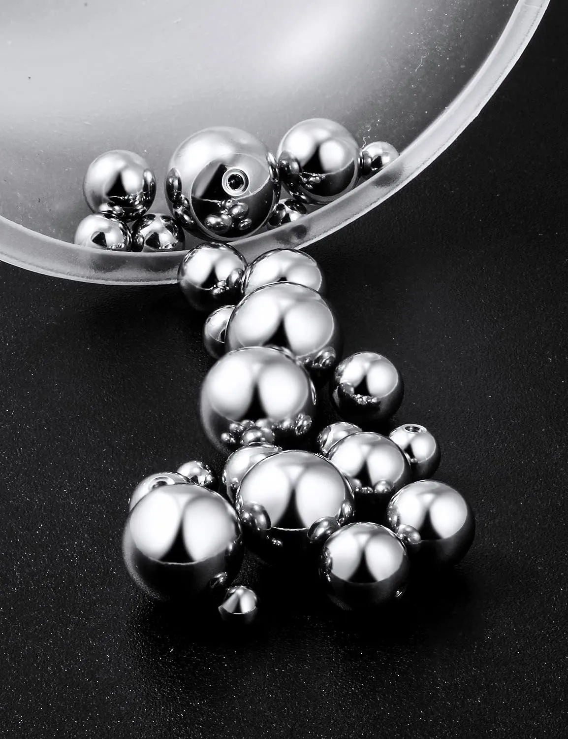 Prjndjw 25Pcs 14G 16G Replacement Balls internal thread & Externally Threaded Surgical Steel Balls Industrial Barbell Tongue Nipple Belly Button Eyebrow Rook Piercing Rings Parts 3MM-8MM