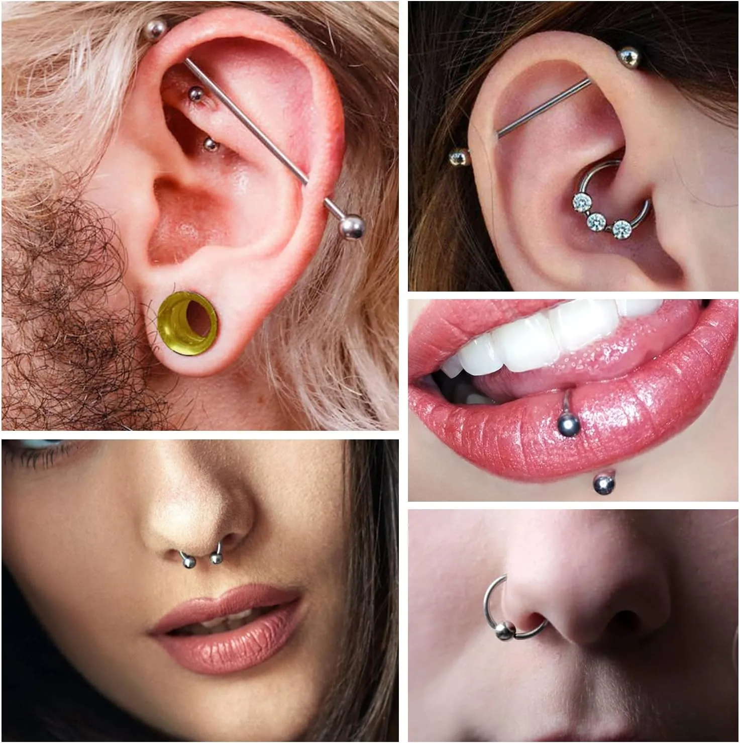 Prjndjw 25Pcs 14G 16G Replacement Balls internal thread & Externally Threaded Surgical Steel Balls Industrial Barbell Tongue Nipple Belly Button Eyebrow Rook Piercing Rings Parts 3MM-8MM