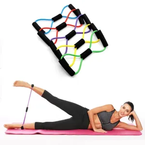 Resistance 8 Type Muscle Chest Expander Yoga Tube Rope (Random color )