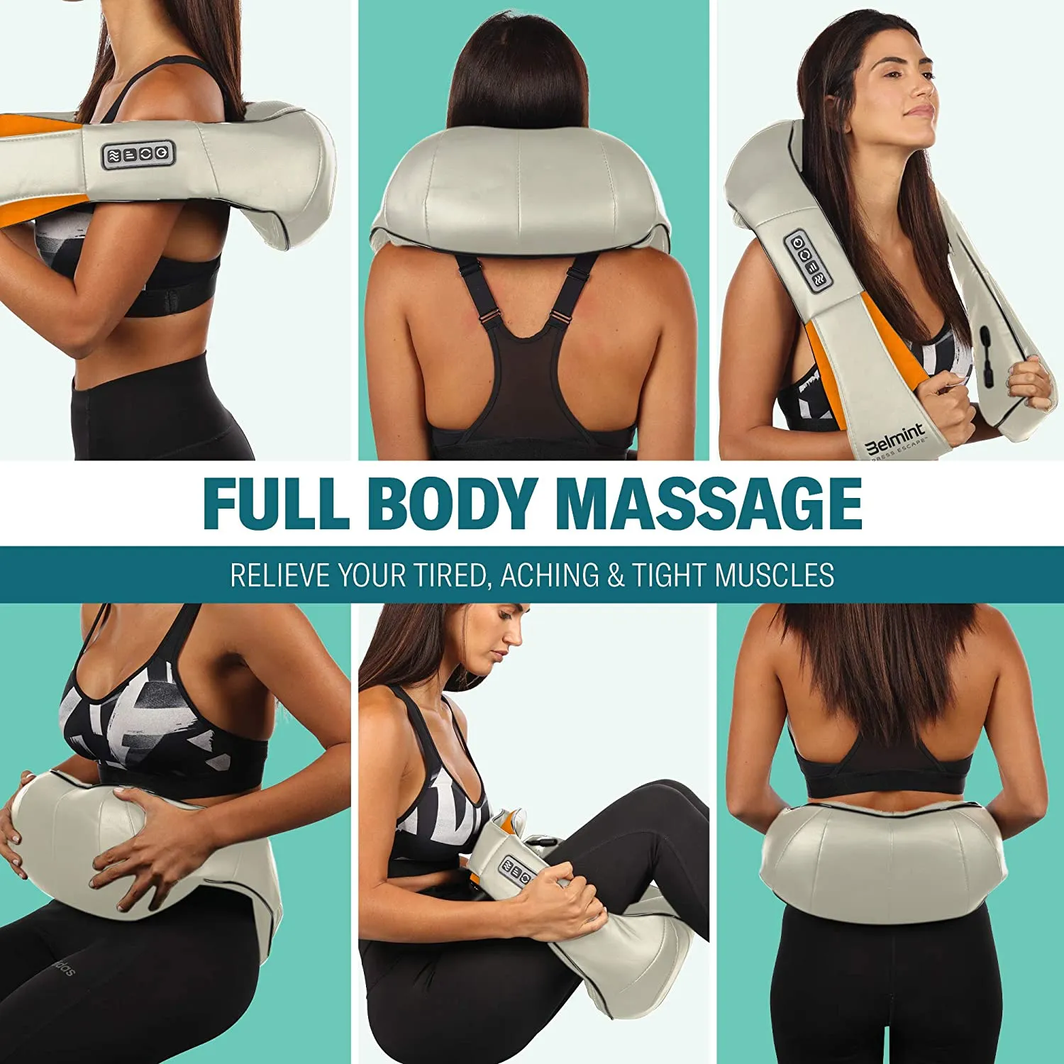 Shiatsu Massager with Heat for Neck and Back (Beige)