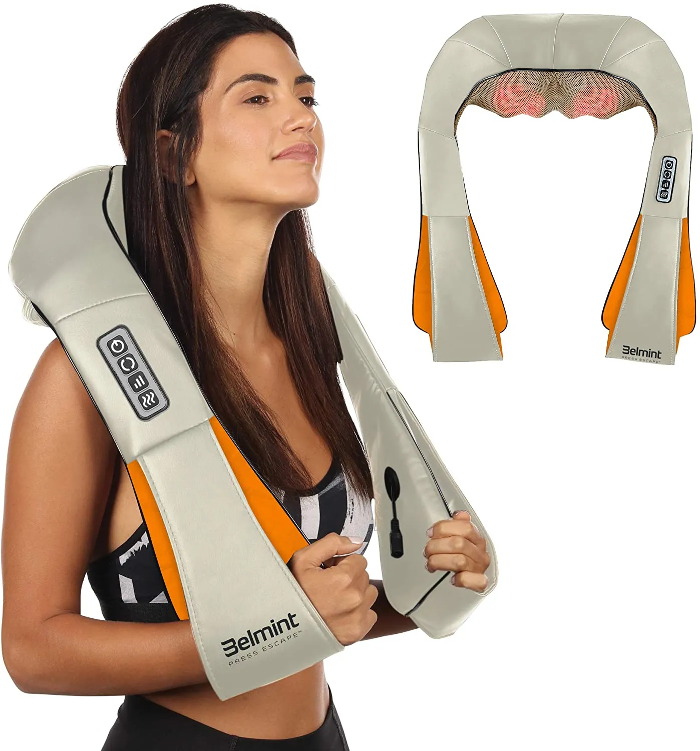 Shiatsu Massager with Heat for Neck and Back (Beige)