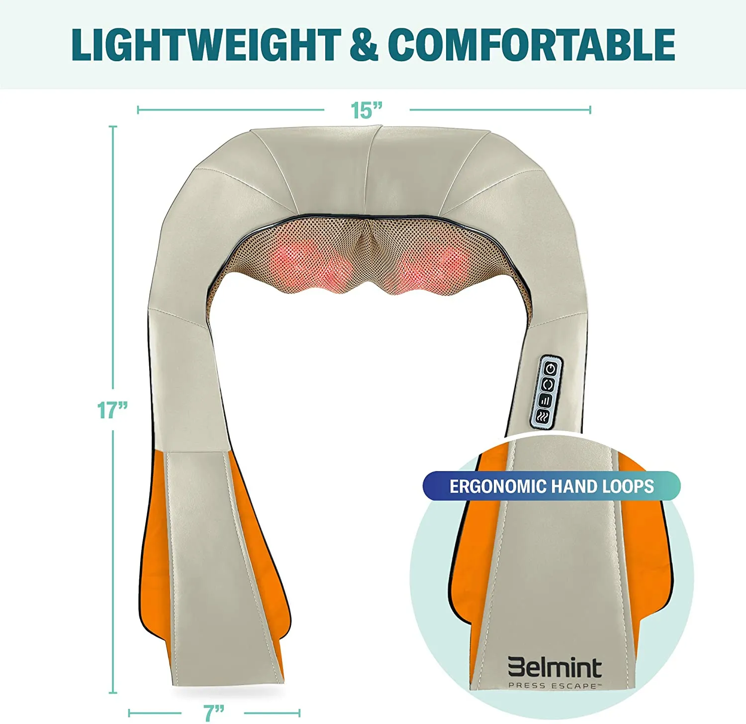 Shiatsu Massager with Heat for Neck and Back (Beige)