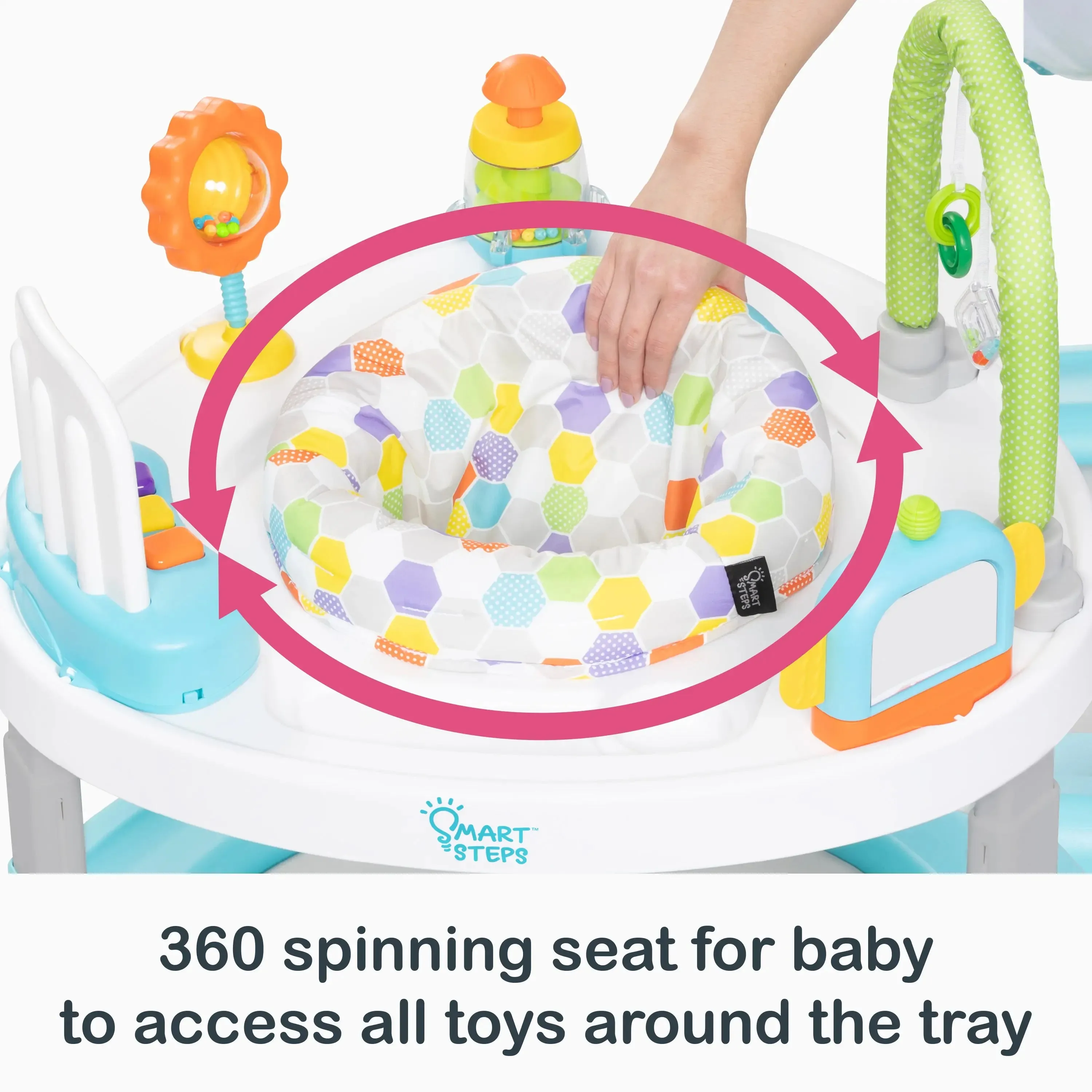Smart Steps® by Baby Trend Bounce N’ Dance 4-in-1 Activity Center Walker - Hexagon Dots (Walmart Exclusive)