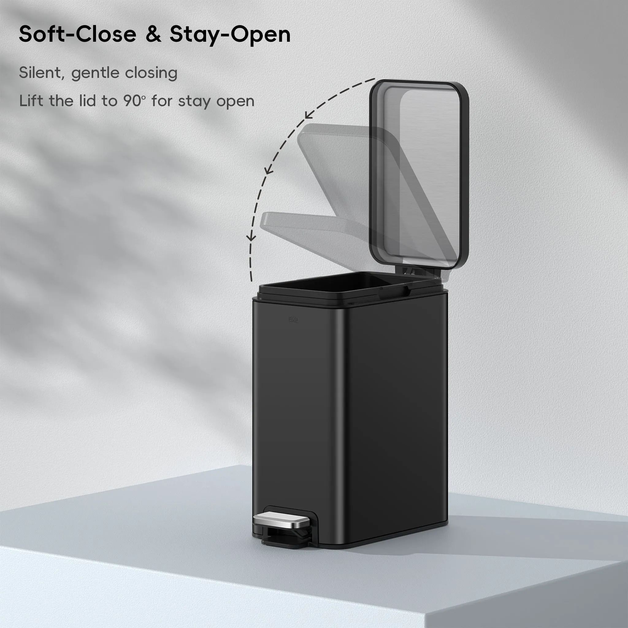 Stella 6 L/1.6 Gal Small Bathroom Step Trash Can - Matte Black