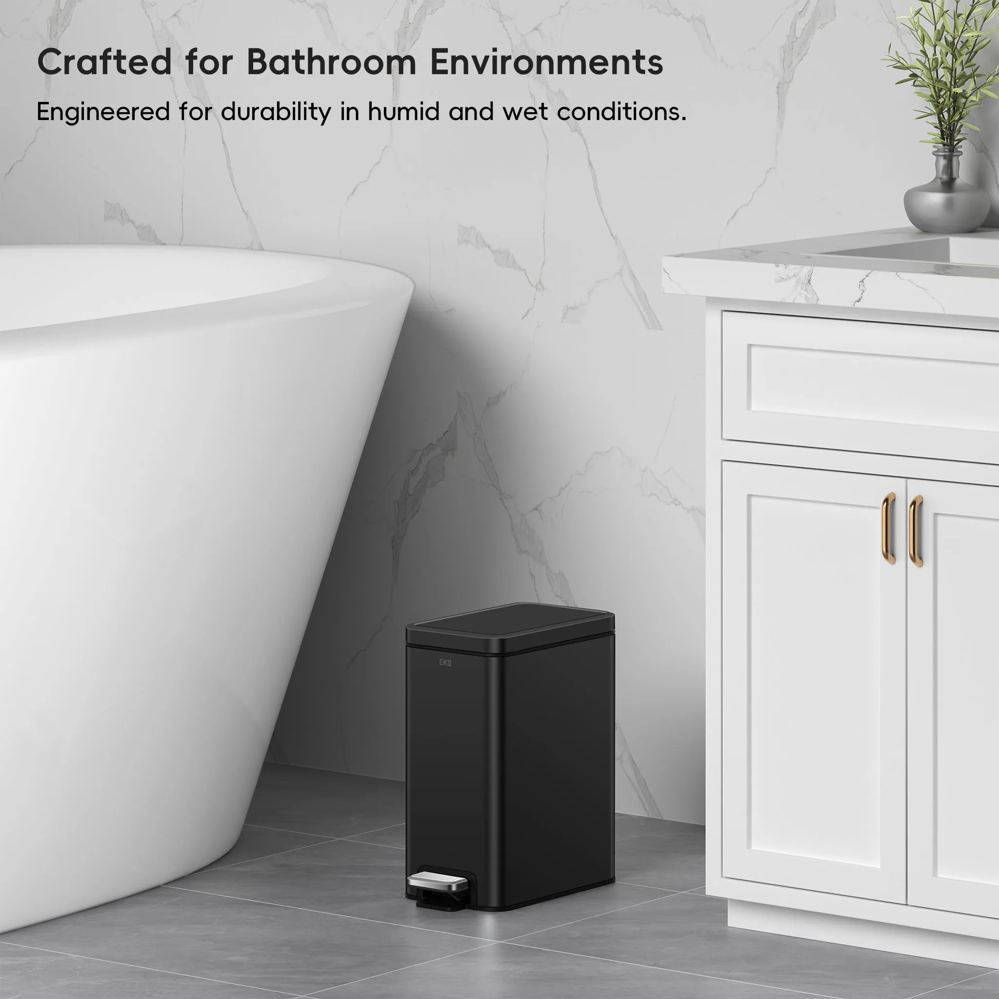 Stella 6 L/1.6 Gal Small Bathroom Step Trash Can - Matte Black