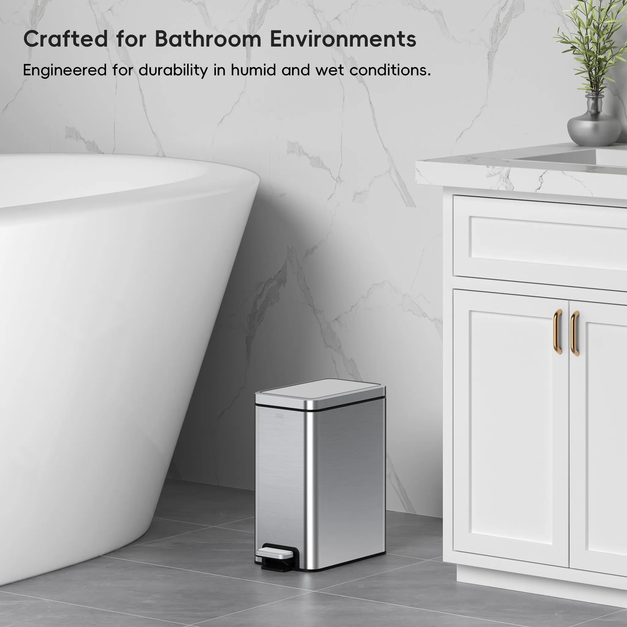 Stella 6 L/1.6 Gal Small Bathroom Step Trash Can - Stainless Steel