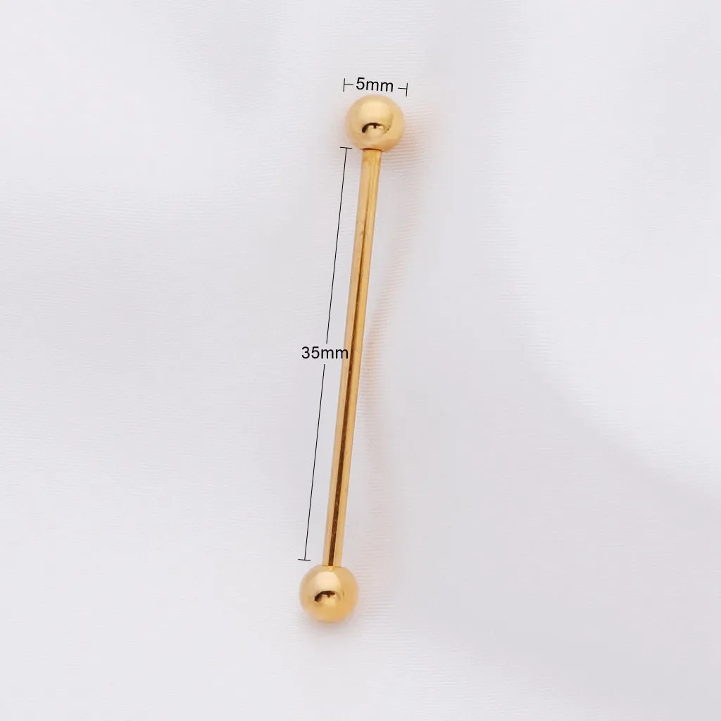 Surgical Steel Balls Industrial Barbells - Gold