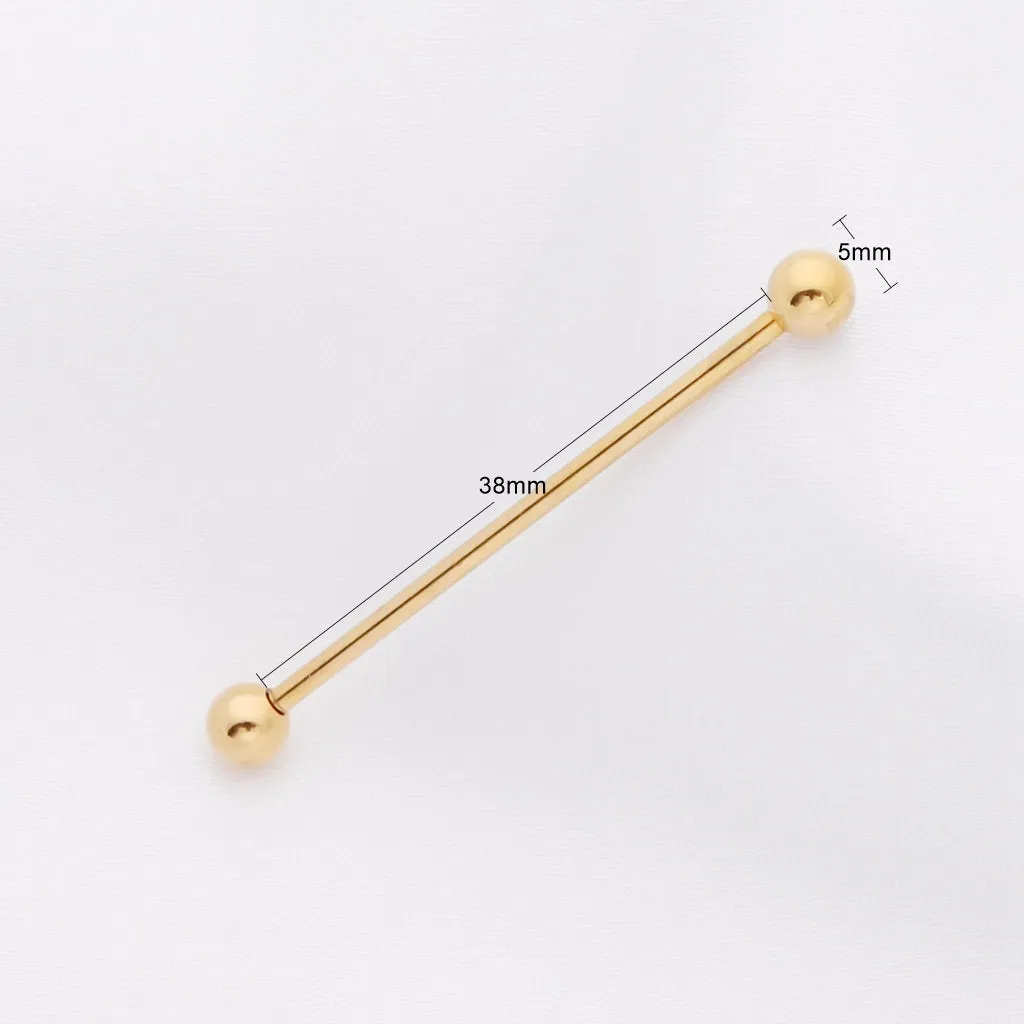 Surgical Steel Balls Industrial Barbells - Gold