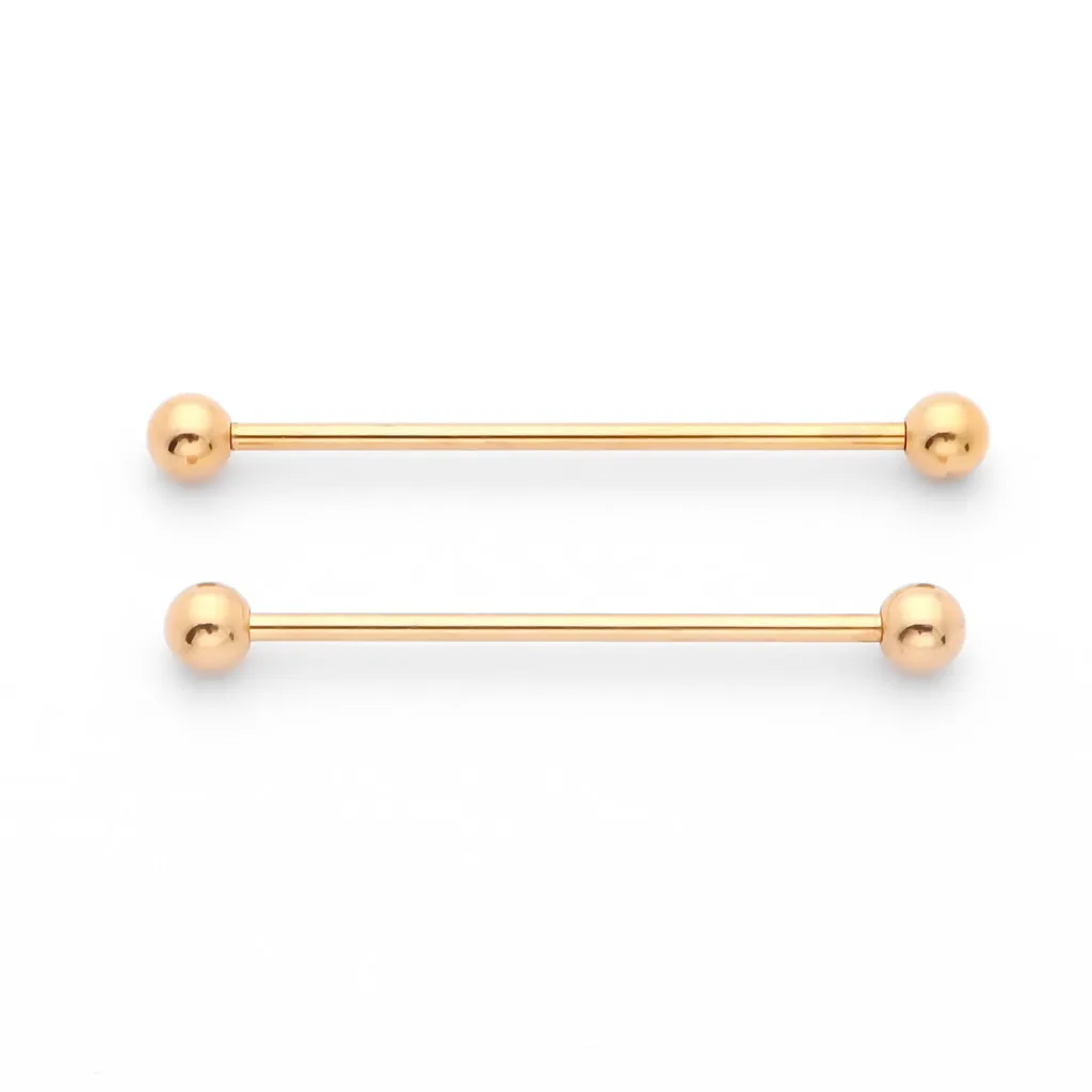 Surgical Steel Balls Industrial Barbells - Gold