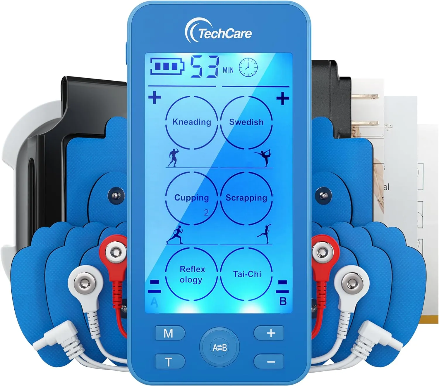 TechCare Plus 24 Modes Tens Unit Muscle Stimulator 24 Massage Modes Dual Channel Electro Therapy Device Rechargeable