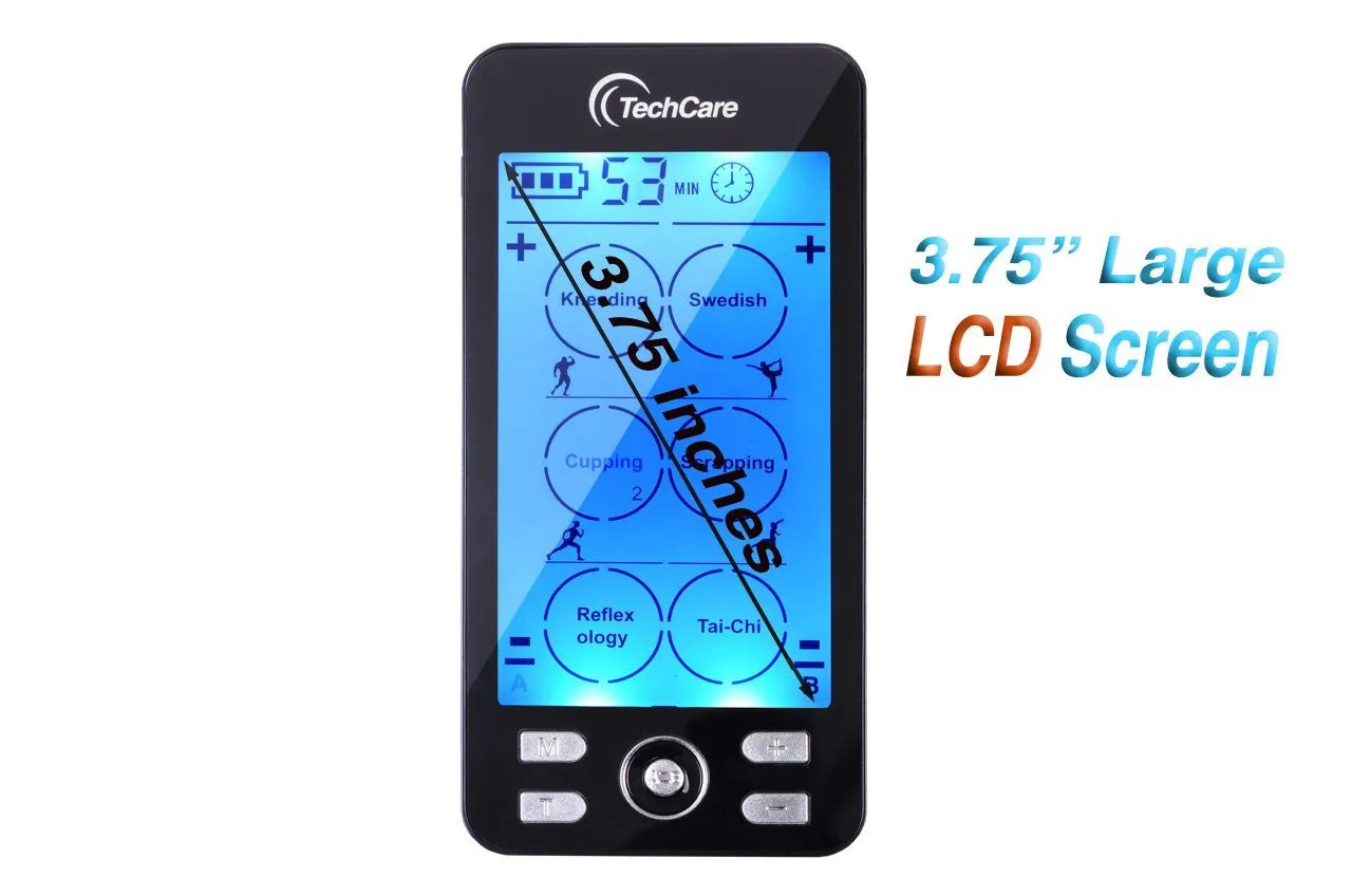 TechCare Plus 24 Modes Tens Unit Muscle Stimulator 24 Massage Modes Dual Channel Electro Therapy Device Rechargeable