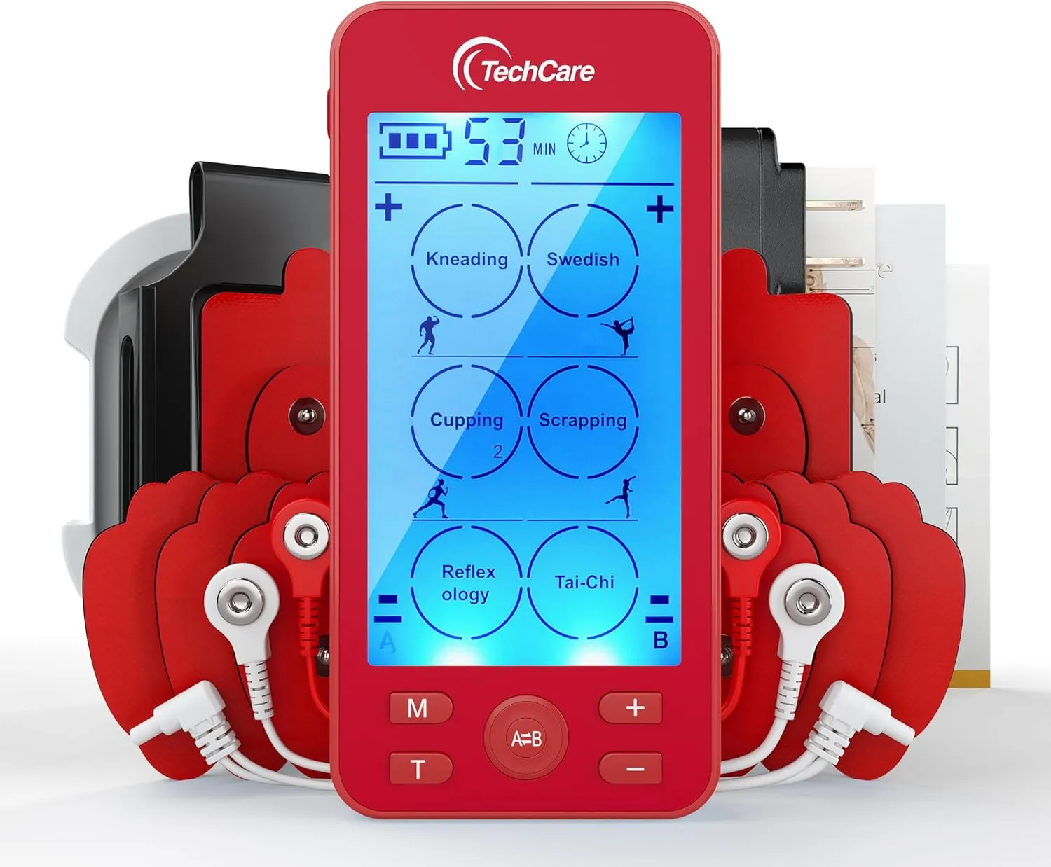TechCare Plus 24 Modes Tens Unit Muscle Stimulator 24 Massage Modes Dual Channel Electro Therapy Device Rechargeable
