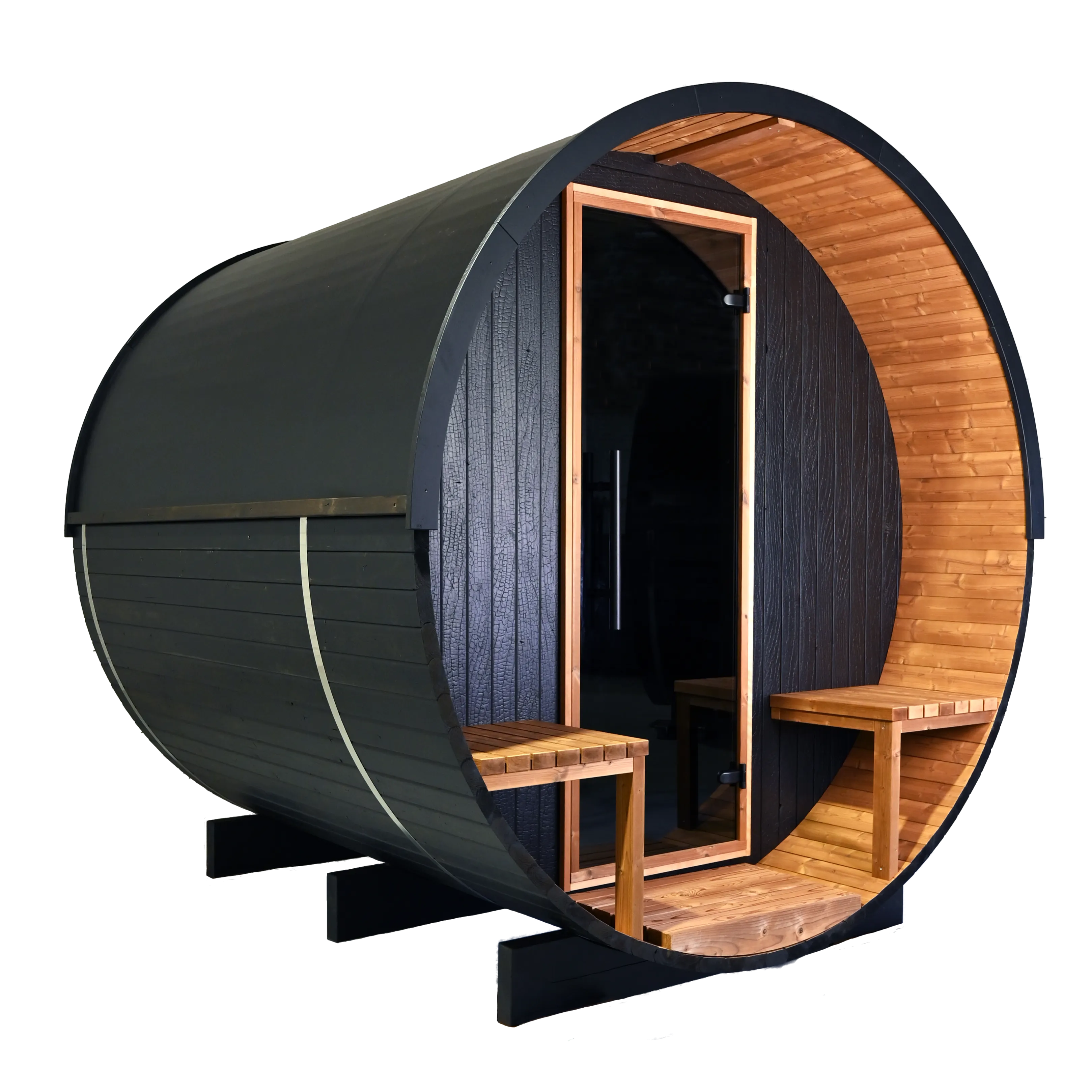 Thermory 4 person Barrel Sauna No. 60 Ignite DIY Kit with window & porch