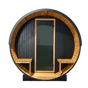 Thermory 4 person Barrel Sauna No. 60 Ignite DIY Kit with window & porch